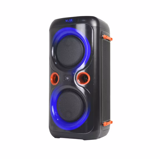 Alto-falante de festa OEM profissional Bluetooth DJ Karaokê sem fio portátil recarregável ao ar livre caixa de alto-falante ativo com luz LED de discoteca